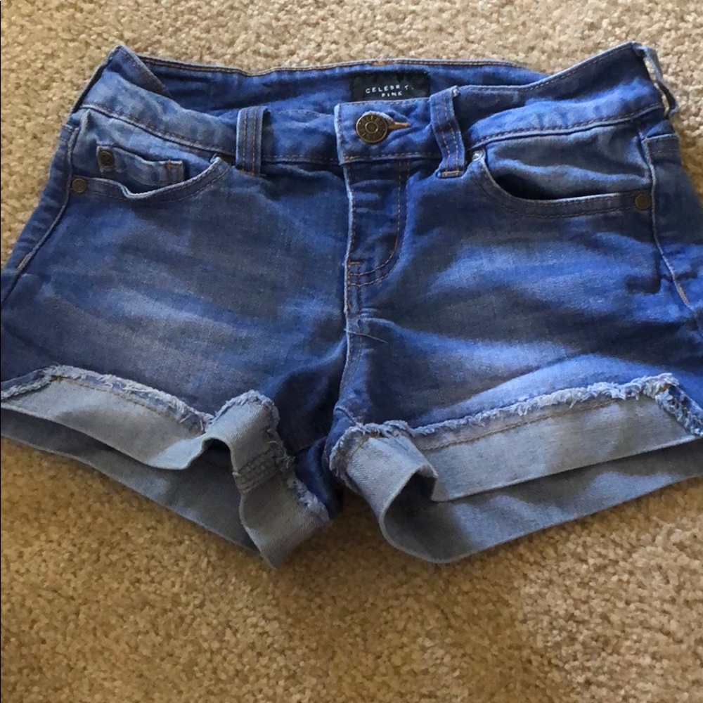 woman’s celebrity pink denim shorts